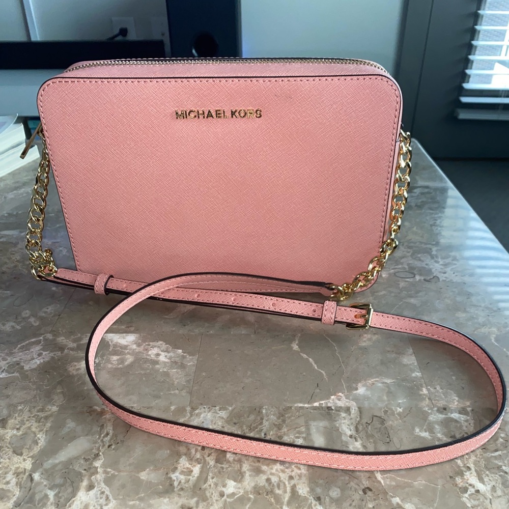 Michael Kors Pink Gold Crossbody Bag with Structured Design